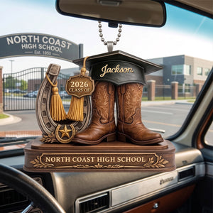 Custom Cowboy Boots Graduation Hanging Ornament β Class Of 2026 Keepsake For Seniors