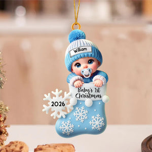 Baby In Christmas Stocking β Baby's 1st Christmas Personalized Ornament