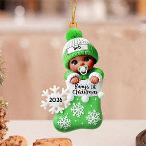 Baby In Christmas Stocking β Baby's 1st Christmas Personalized Ornament