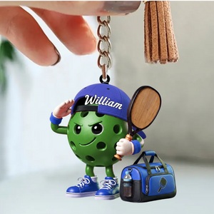 Salute Pickleball Ball Mascot Keychain Personalized Cute Gift For Pickleball Lovers