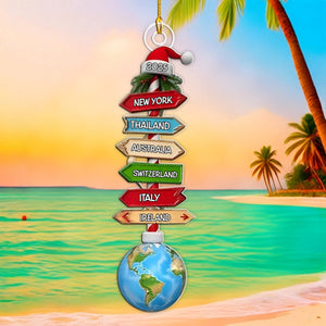 Travel Adventure Destinations Of 2025 Personalized Acrylic Ornament, Gift For Travel Enthusiasts