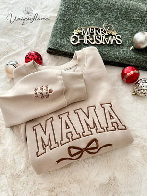 Custom Bow College Mama Embroidered Sweatshirt