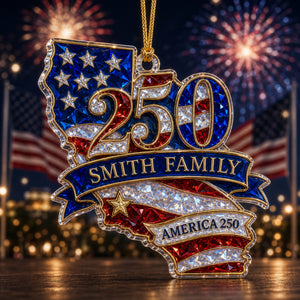 Personalized "The State Pride" Acrylic Hanging Ornament β Celebrating America 250th Anniversary | Luxury Patriotic Gift