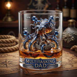 Ancient Octopus Dad Whiskey Glass - Personalized Gifts For Dad
