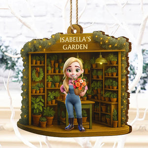 Gardening Woman Man - Personalized Custom Shaped Wooden Ornament