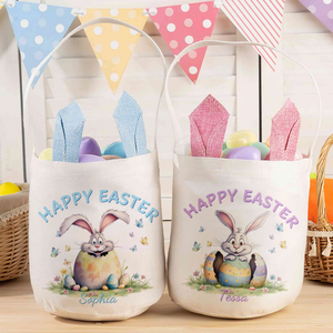 Personalized Cute Bunny Easter Basket with Name Party Decoration Easter Gift for Boys Girls