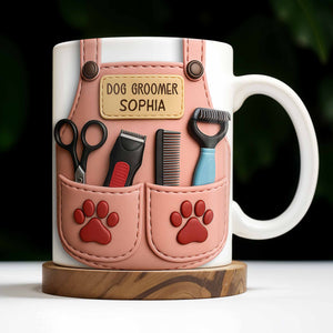 Personalized Dog Groomer, Scissors And Paw Prints Mug, Gift For Pet Care Professionals And Dog Lovers