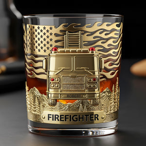 Firefighter Fire Dept, Personalized Whiskey Glass, Gift For Firefighter Retirees and Active Duty