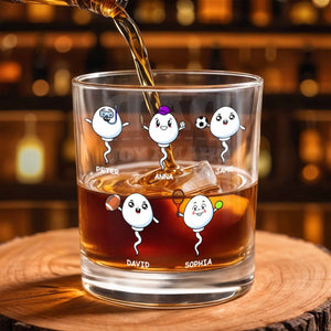Customizable Characters With Sports Balls, Personalized Whiskey Glass Gift For Dad