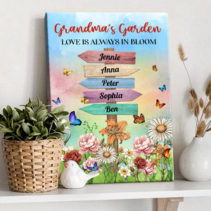 Grandma's Garden Birth Month Flowers Names - Personalized Customized Canvas - Gift For Family