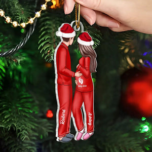 Expecting Parents Christmas Pregnancy Personalized Acrylic Ornament, Baby Arriving Ornament