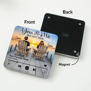 Romantic Couple Hand-in-Hand Acrylic Music Magnet & More – Personalized Anniversary & Valentine's Gift for Couples