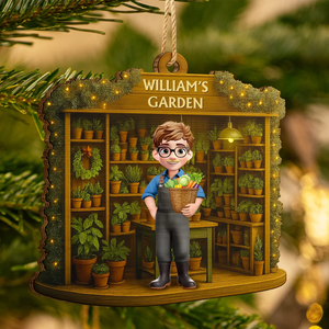 Gardening Woman Man - Personalized Custom Shaped Wooden Ornament