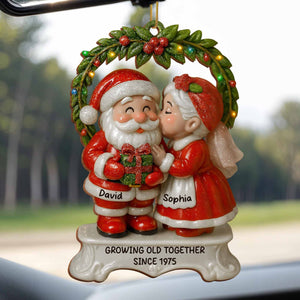 Growing Old Together Santa And Mrs. Claus Ornament, Custom Wood Ornament, Gift For Couples And Parents