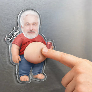 Custom Photo Poke Dad Bod Belly - Personalized Squishy Acrylic Fridge Magnet
