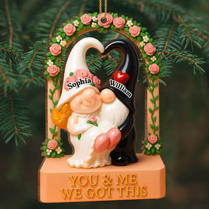 You & Me We Got This, Heart And Roses, Personalized Custom Wood Ornament, Gift For Couples