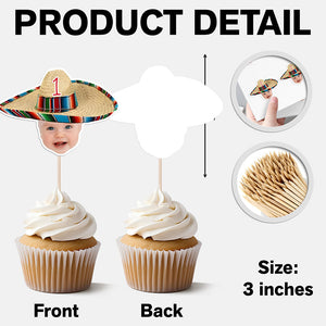 Mexican Fiesta Sombrero Maracas โ Custom Photo Personalized Cupcake Topper