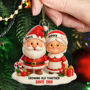 Santa Couple Growing Old Together Personalized Acrylic Ornament, Anniversary, Christmas Gift for him, Gift for her