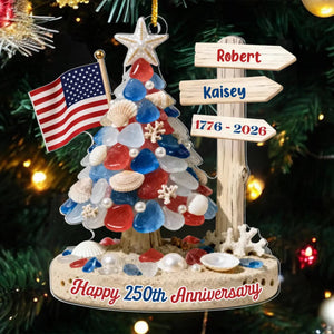 Stars, Stripes & Holiday Lights - Personalized Acrylic Ornament