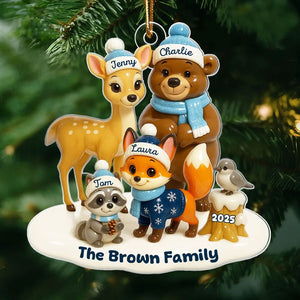 Woodland Family Personalized Acrylic Ornament, Christmas Decor