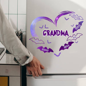 Grandma Halloween - Personalized Grandma Mom Heart Bat Decal