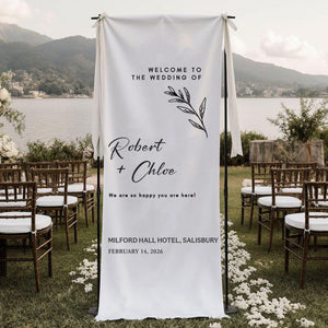 Custom Fabric Wedding Welcome Sign • Modern Wedding Banner • Personalized Wedding Decor