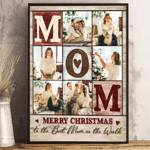 Mom Custom Photo Collage Canvas Poster, Personalized Christmas Gift From Daughter To Mother
