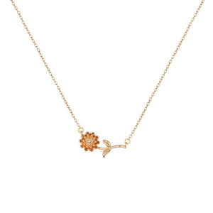 Birth Flower Necklace - Dainty Horizontal Flower Charm