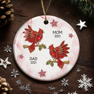 The Love And Memories With Birds And Flowers - Personalized Ceramic Ornament Gift For Family Members