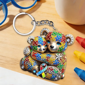 For the Strong Mama Who Shines Bright β Personalized Autism Awareness Keychain