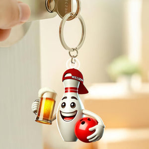 Personalized Bowling Name Keychain Gift For Bowling Lover