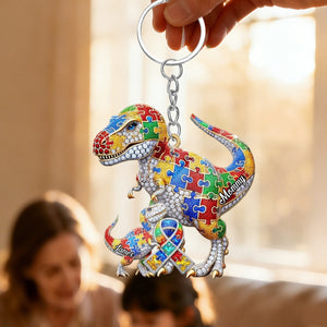 For the Strong Mama Who Shines Bright β Personalized Autism Awareness Keychain