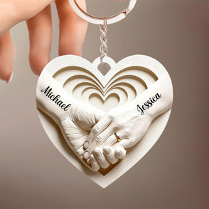 Personalized Couple Hand in Hand Keychain,Anniversary Valentines Gift