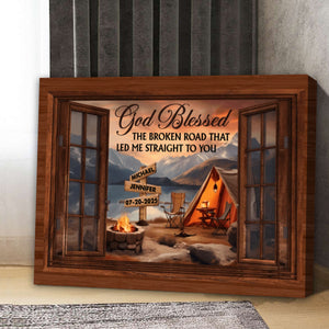 Personalized Camping Couple Gift God Blessed The Broken Road Canvas Poster