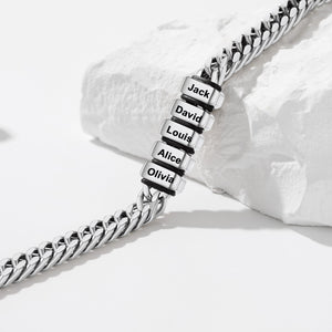 Personalized Cuban Chain Name Beads Bracelet Gift For Dad, Son, Husband