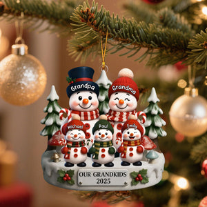 Custom Snowman Acrylic Ornament - Personalized Christmas Birthday Gifts For Grandpa, Grandma