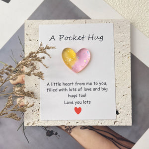 Pocket Hug Heart Token with Inspirational Greeting Card,Ideal Gift for Mother's Day
