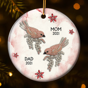 The Love And Memories With Birds And Flowers - Personalized Ceramic Ornament Gift For Family Members