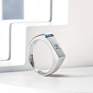 Personalized Birthstone Men's Ring, Family Ring Gift for Father