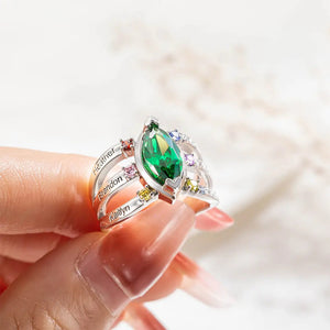 Personalized 1-8 Names & Birthstones Mother Grandmas Family Ring