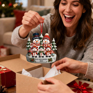 Custom Snowman Acrylic Ornament - Personalized Christmas Birthday Gifts For Grandpa, Grandma