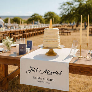 Just Married - Personalized Names Wedding Table Runner, Wedding Sign, Bridal Table Decoration