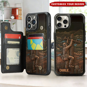 Strongest Lineman - Custom Name Personalized Flip Wallet Phone Case, Gift For Lineman