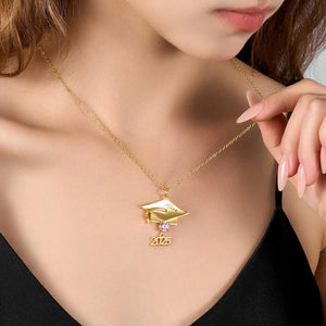 Personalized Graduation Cap Birthstone Pendant Necklace Gift for Her/Girlfriend/Daughter