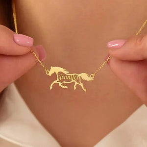 Running/Head Down Horse Personalized Name Horse Necklace