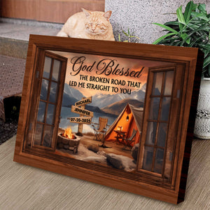 Personalized Camping Couple Gift God Blessed The Broken Road Canvas Poster