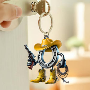 Personalized Custom Name Cowboy Cowgirl Keychain