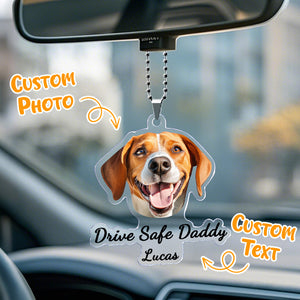 Hanging Dog Photo Personalized Acrylic Car Ornament Gift For Pet Lovers