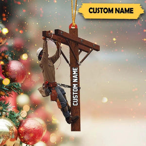 Lineman Outfit Personalized Christmas Ornaments, Gift For Lineman, Lineworker