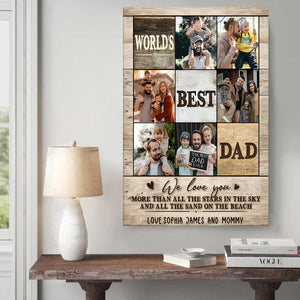 World’s Best Dad Custom Photo Canvas Poster,Personalized Personalized Fathers Day Picture Gift